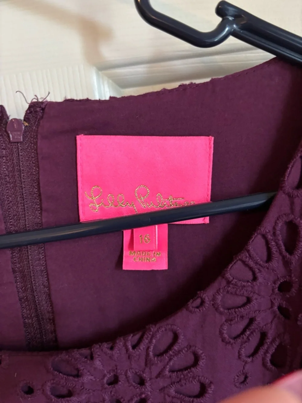 Lilly Pulitzer Plum Eyelet Sleeveless Dress Romper Like New Size 16 - Picture 3 of 4